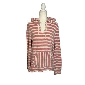 Billabong Say Now red and white striped terry hoodie - L
